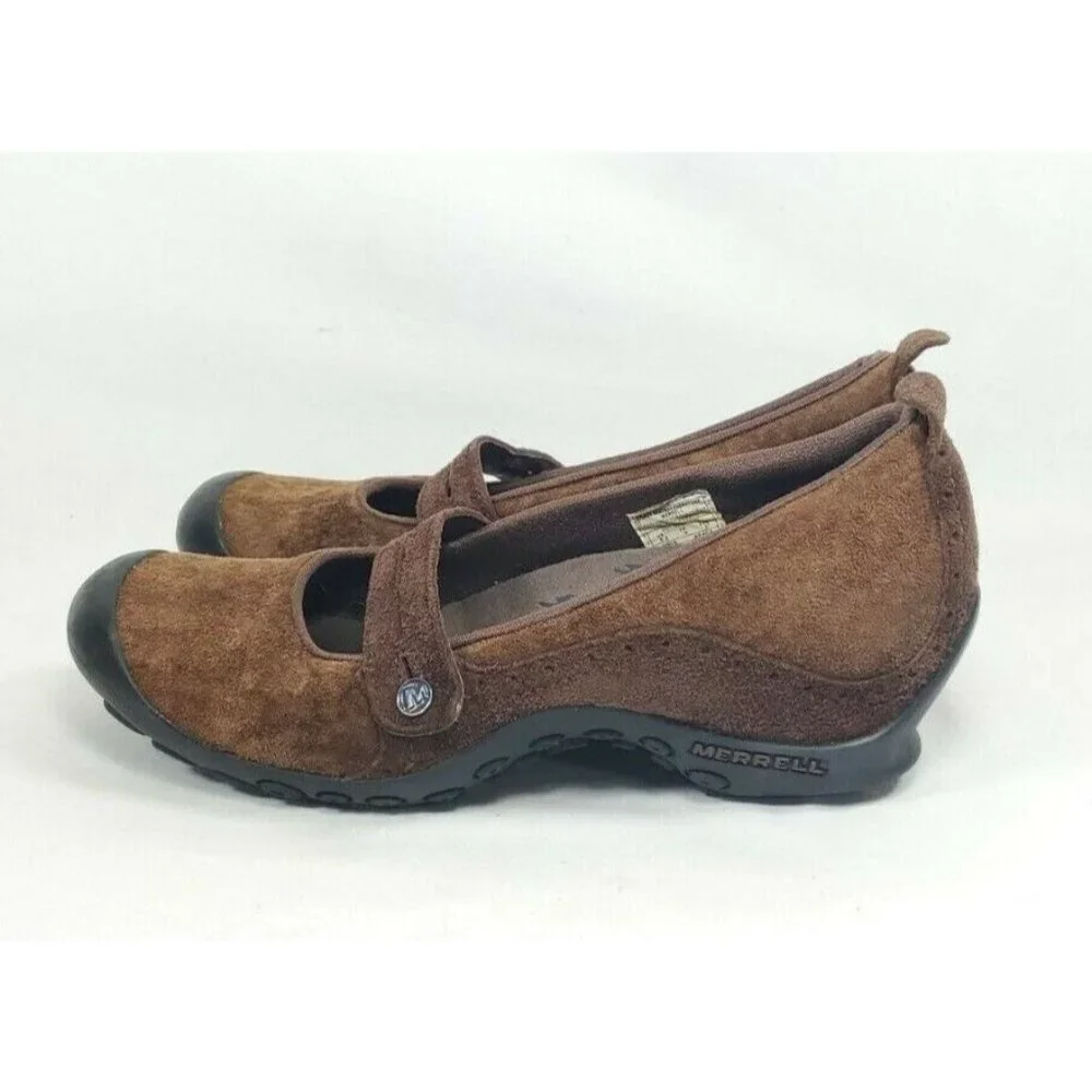 Merrell Plaza Bandeau Mary Jane Slip On Shoes Women's Size 6.5 Brown Suede - Picture 3 of 8
